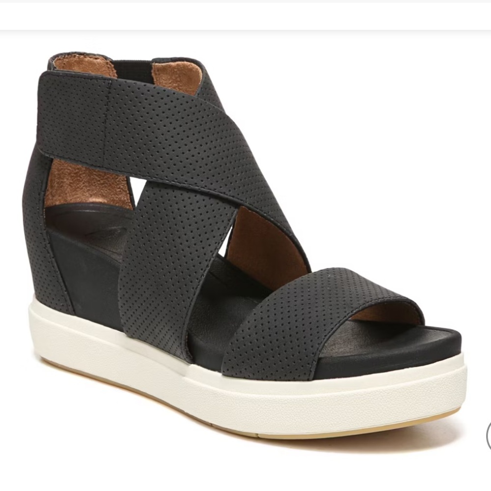 Dr. Scholl’s Sheena platform wedge strappy sandal black women’s shoe size 7 Med - Picture 1 of 14
